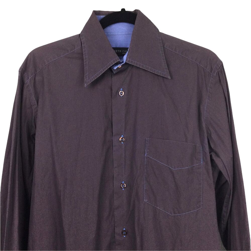Kenneth Cole Casual Preppy Minimalist Tech Collared Long Sleeve Shirt Men's M